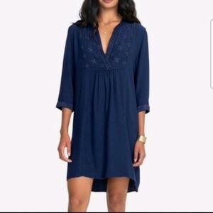 Johnny Was Calme Embroidered High Low Viscose Shift Dress XS